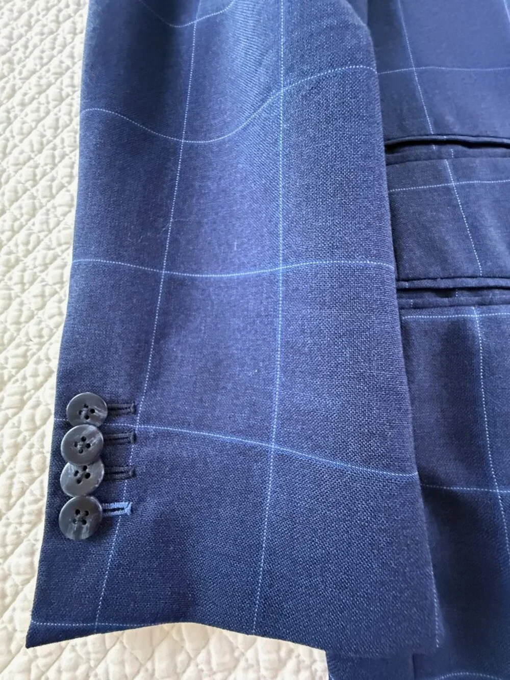 Phinneas Cole Paul Stuart All Year Wool Window Pane Suit in Navy Sz 40R 34W